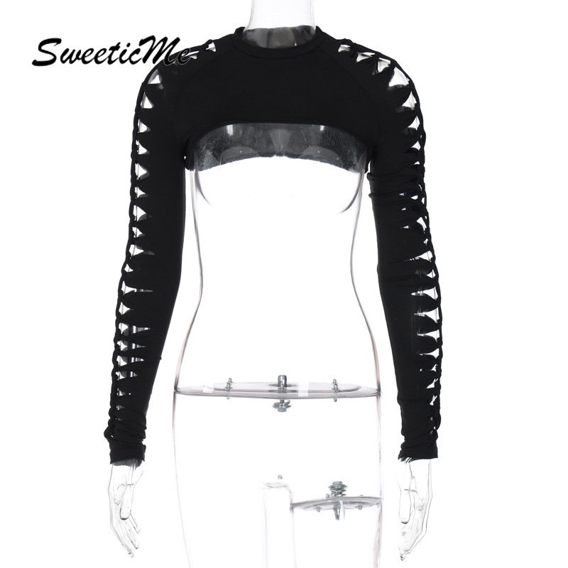 Áo Thun Tay Dài Màu Trơn Khoét Lỗ Thời Trang 2023 Quyến Rũ Cho Nữ