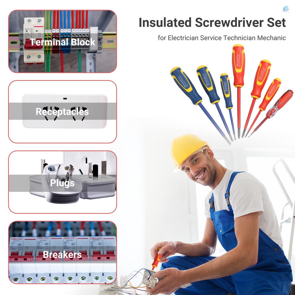 Bộ 7 Tua Vít Nam Châm Cách Điện (s2mwvn) PENGGONG Philips Và Đầu Phẳng Chuyên Dụng Cho Thợ Điện