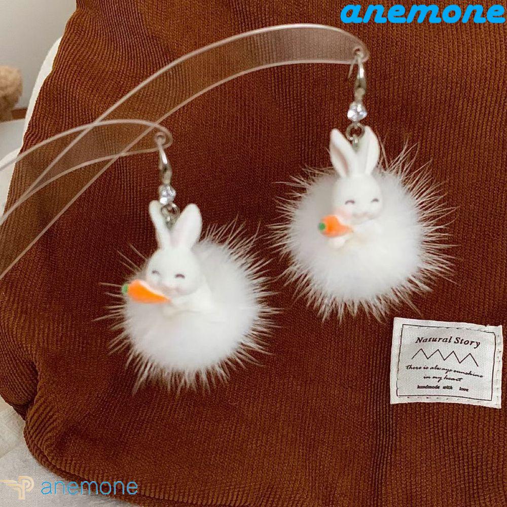 Khuyên Tai Dáng Dài Đính Bóng Lông Phong Cách Vintage Ngọt Ngào Cho Nữ