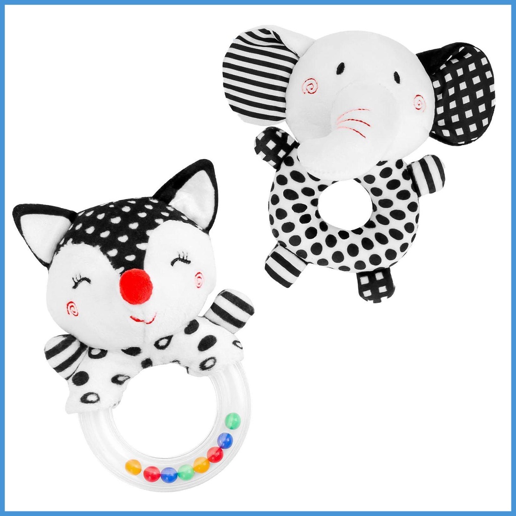 Set 2 Lục Lạc Đồ Chơi Mềm Mại Có Vòng Nhẫn Có Thể Giặt Sạch Dành Cho Trẻ Em