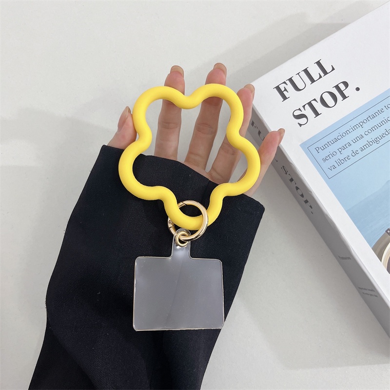 Ốp Điện Thoại Silicone Cao Su Chống Rơi Họa Tiết Hoa Kèm Dây Đeo Tay Thông Dụng Cho Mùa