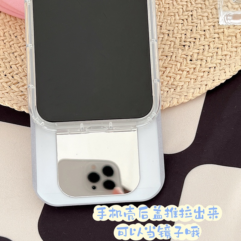Ốp Điện Thoại Hình Cuộn Băng CD Tích Hợp Gương Và Trượt Bảo Vệ Cho iPhone 14 Pro Max 13 12 11