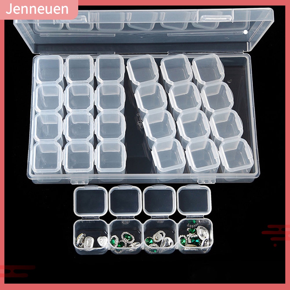 Hộp Nhựa Trong Suốt 28 Ngăn Đựng Hạt / Trang Sức / Trang Trí Móng Nghệ Thuật