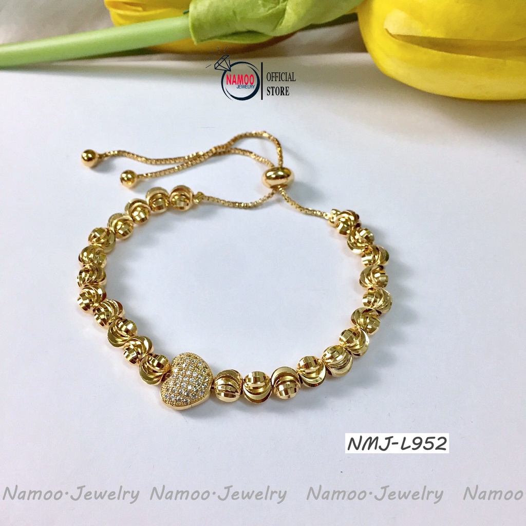 Lắc Tay Nữ Đính Đá Trái Tim L952 Có Dây Rút Bền Màu