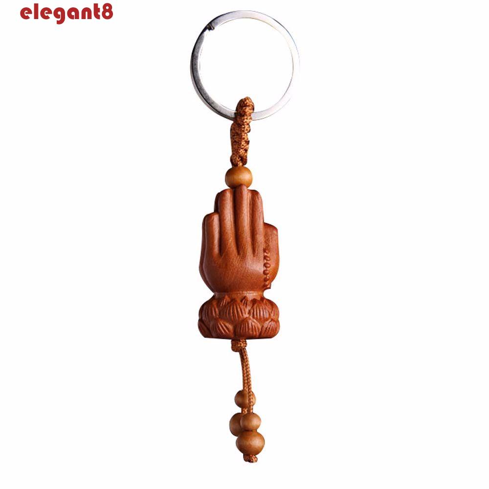 Móc Khóa May Mắn Bằng Gỗ Đào Chạm Khắc Thủ Công Tinh Tế