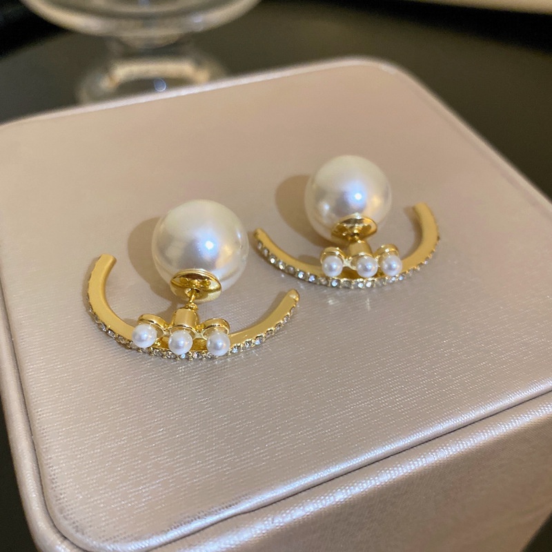 Khuyên Tai Cong Đính Hạt Ngọc Trai Thời Trang Cao Cấp 2023