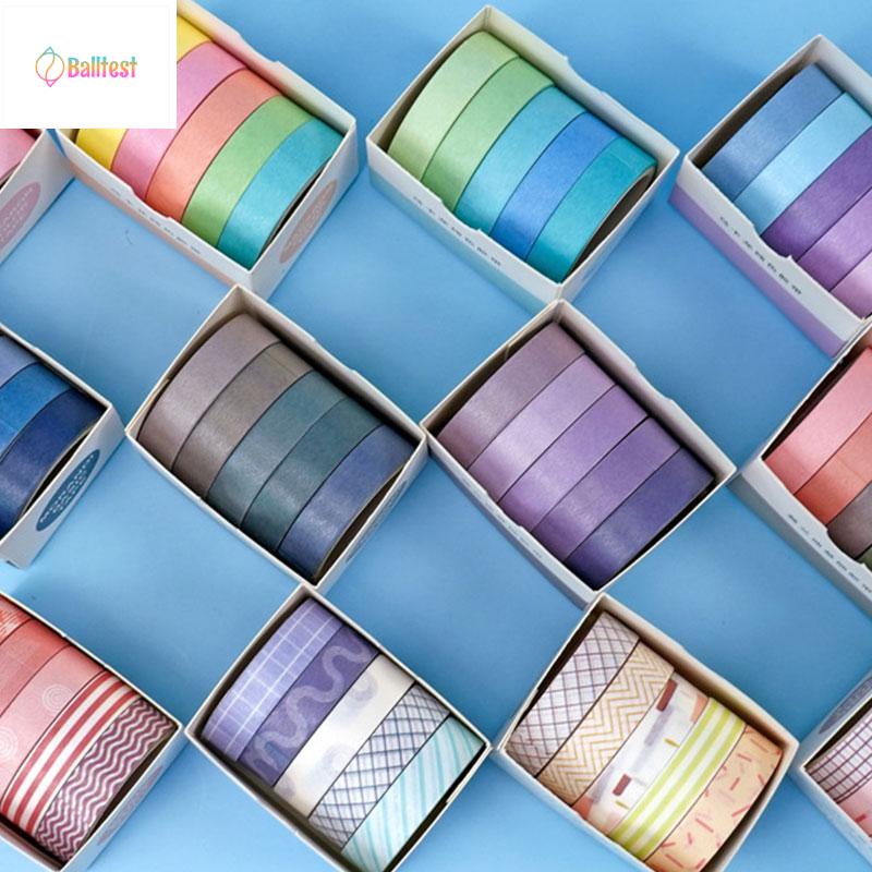 💜Bộ 5 cuộn băng keo washi phong cách dễ thương trang trí sổ