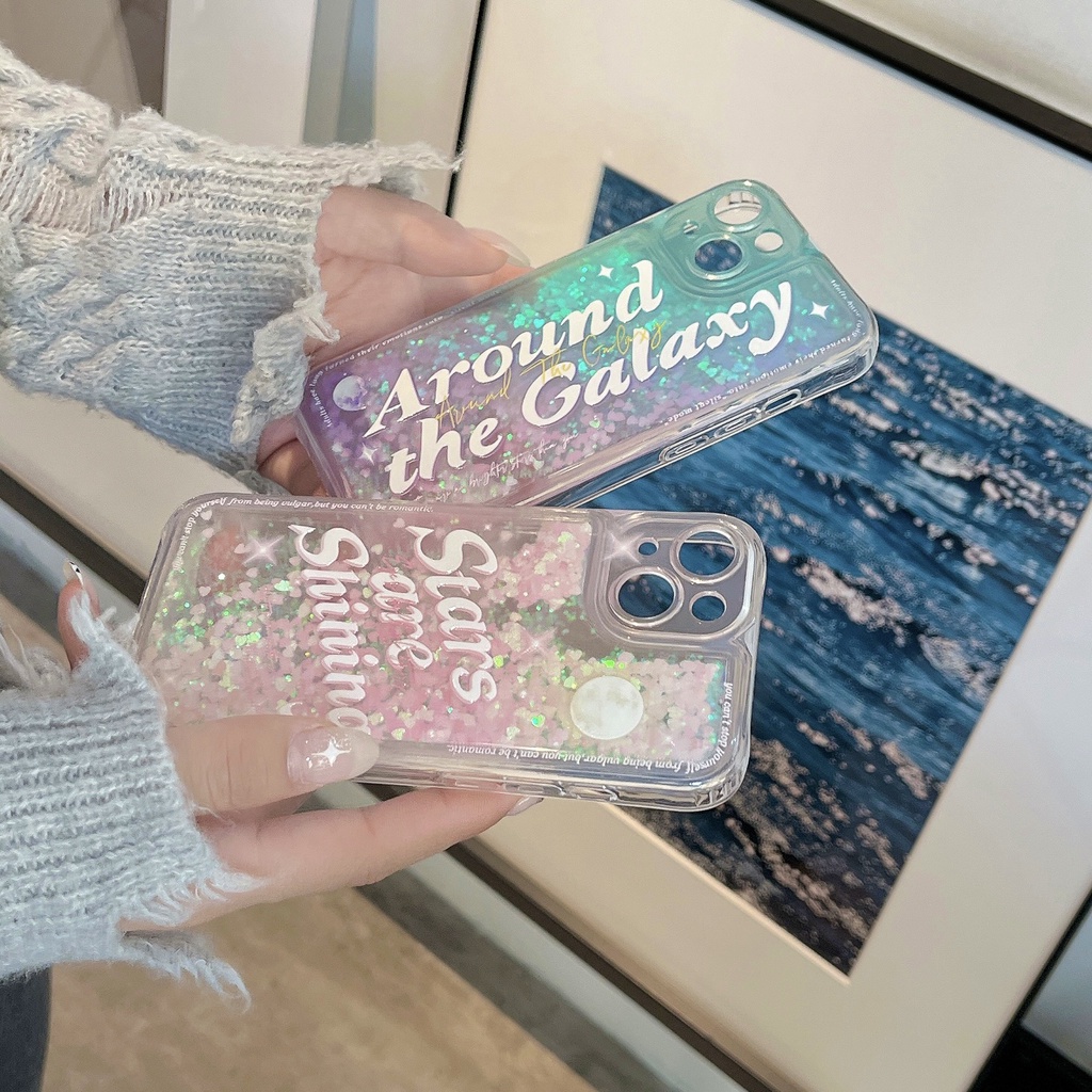 Ốp Điện Thoại TPU Mềm Trong Suốt Phối Kim Tuyến Nước Cho iPhone11 12 13 14PRO MAX