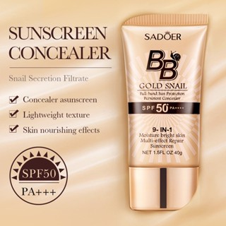 Kem chống nắng SADOER Gold Snail BB Cream Foundation Kem che khuyết điểm làm sáng da Kem cách ly SPF50 + PA + + + 40g