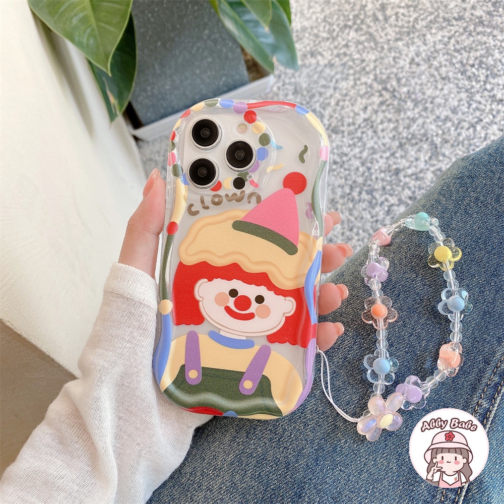 Ốp Điện Thoại TPU Dẻo Họa Tiết Chú Hề &amp; Hoa Kèm Vòng Đeo Tay Chống Sốc Cho IPhone 14 Pro Max 11 12 11 Pro Max X XS 7Plus