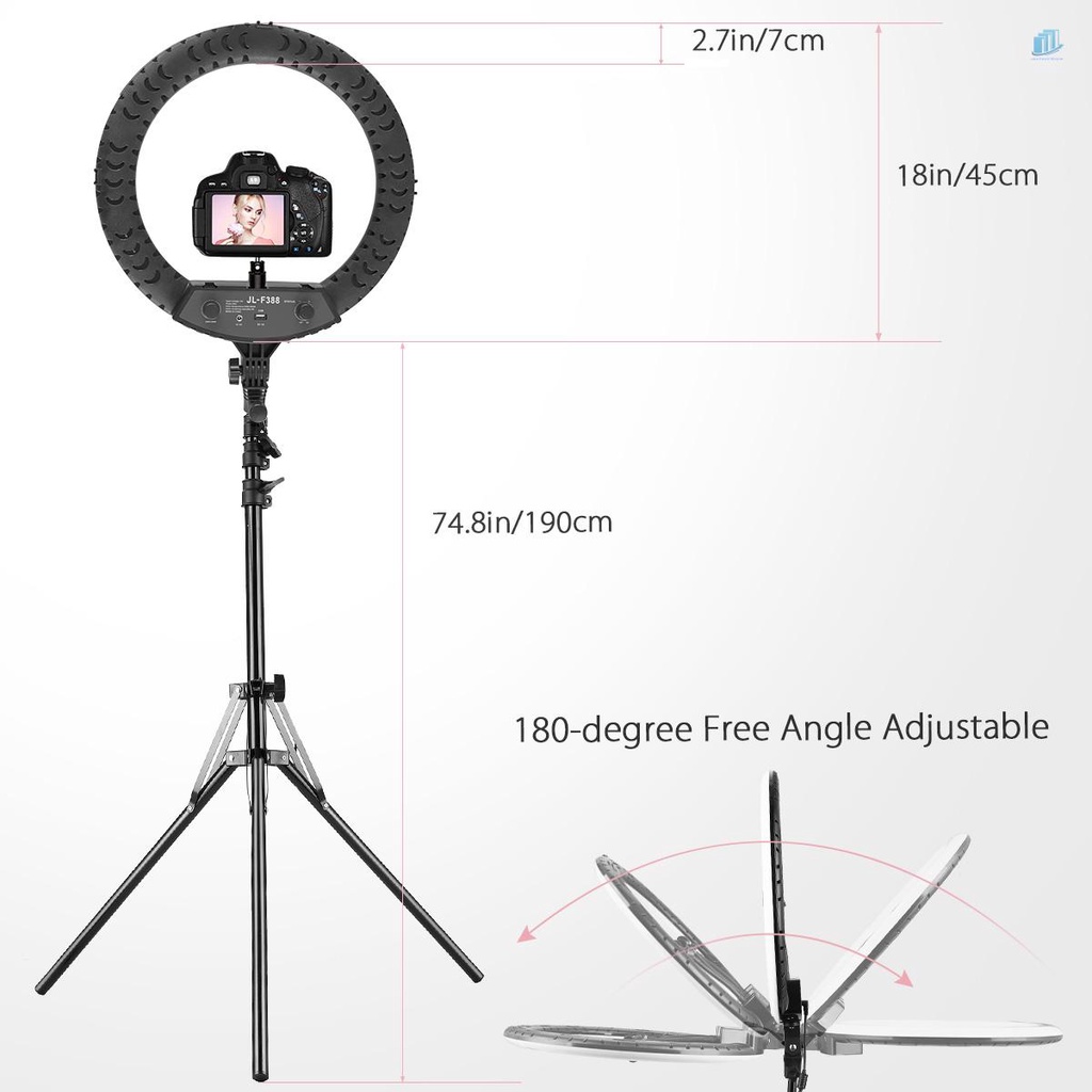 ANDOER Vòng Đèn LED Thông Minh 18 Inch 55W 2800-6000K Điều Khiển Từ Xa 190cm / 74.8 Inch Nhiều Màu Kèm Giá Đỡ Tiện Dụng