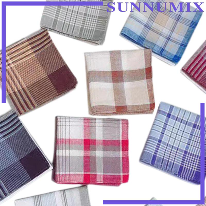 Khăn Tay Cotton x Họa Tiết Sọc Caro Thanh Lịch Cho Nam