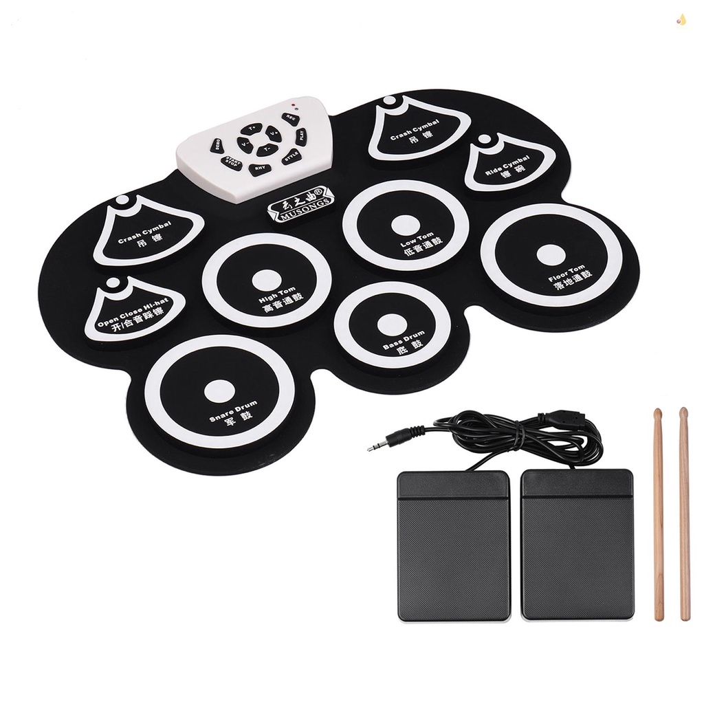 Bộ Trống Điện Tử Bằng Silicone Kỹ Thuật Số USB Có Thể Cuộn Lại Và Bàn Đạp Chân