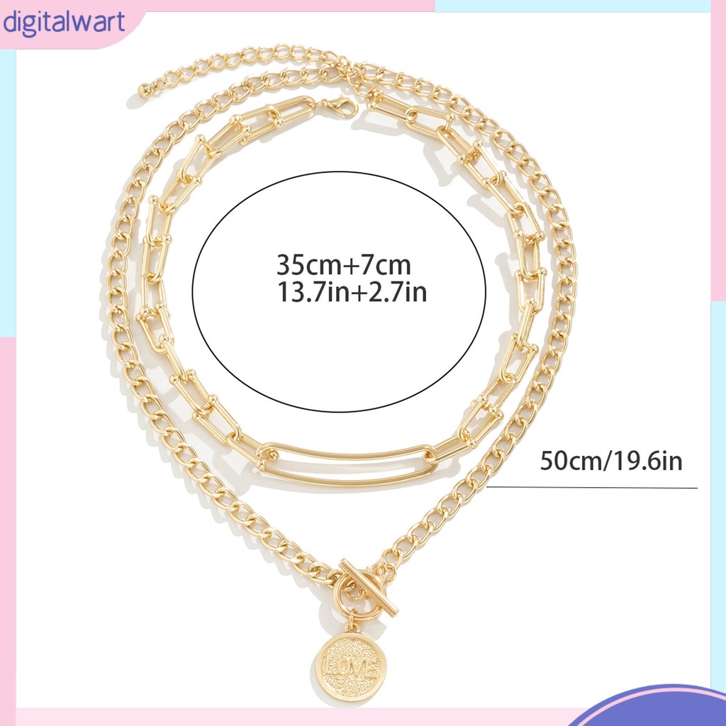 Vòng cổ Hai Lớp Mặt Hình Học Phong Cách Hip Hop Cho Nữ