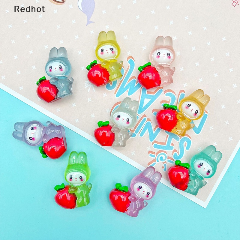 &lt; Redhot &gt; Bộ 2 Búp Bê Thỏ Hoạt Hình Dạ Quang Trang Trí Tiểu Cảnh