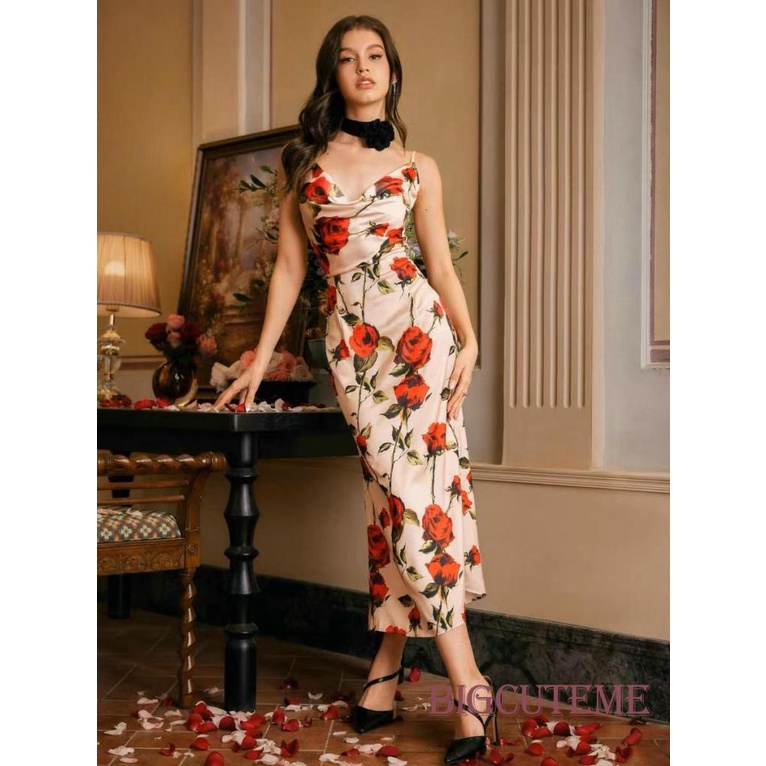 Đầm Hai Dây Dáng Dài Họa Tiết Hoa Thời Trang Mùa Hè Cho Nữ