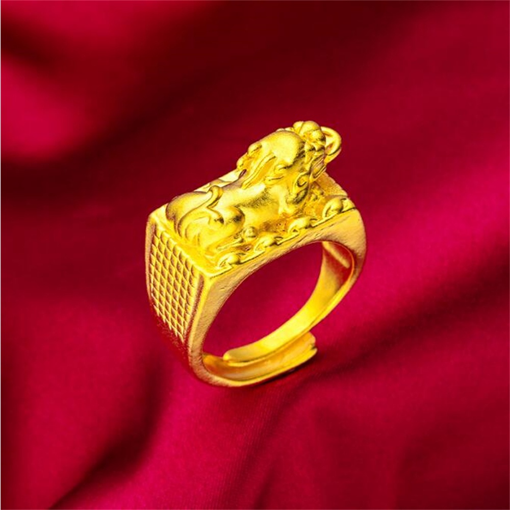Nhẫn Mạ Vàng 24K Hình Rồng Phong Cách Retro Cho Nam