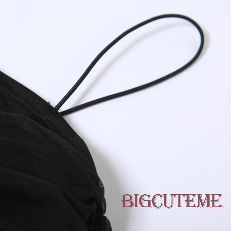 [] - Áo Croptop Không Tay Xuyên Thấu Nhiều Màu Đen Cơ Bản Mùa Hè Cho Nữ