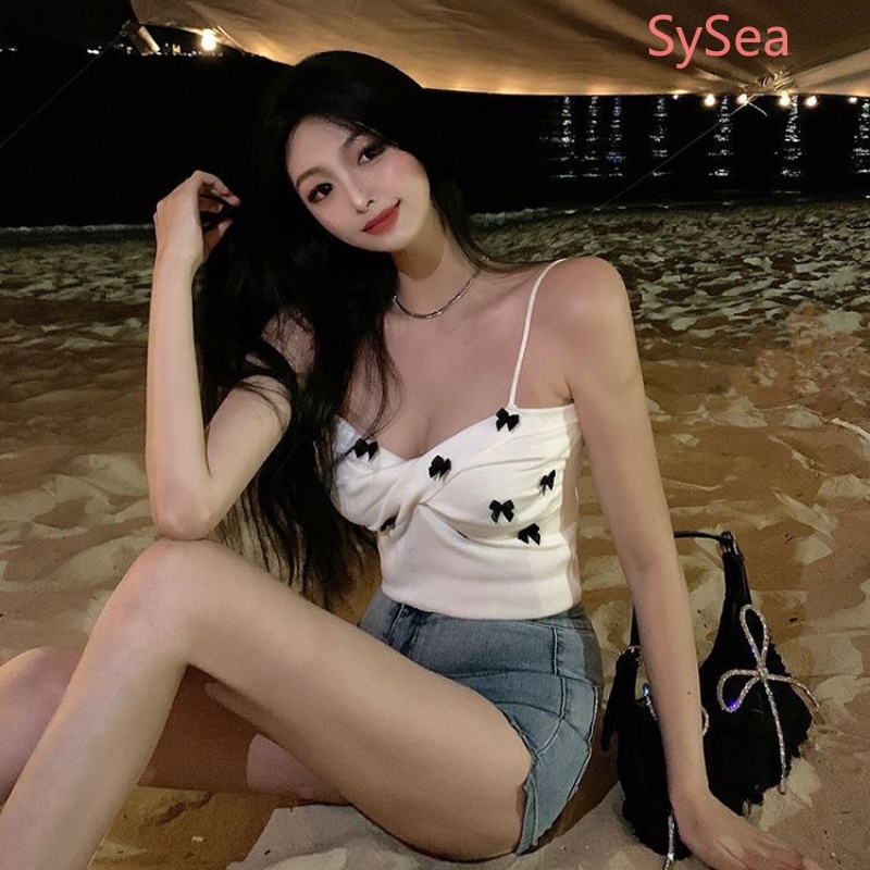 Áo Croptop Hai Dây Thắt Nơ Quyến Rũ Thời Trang Cho Nữ