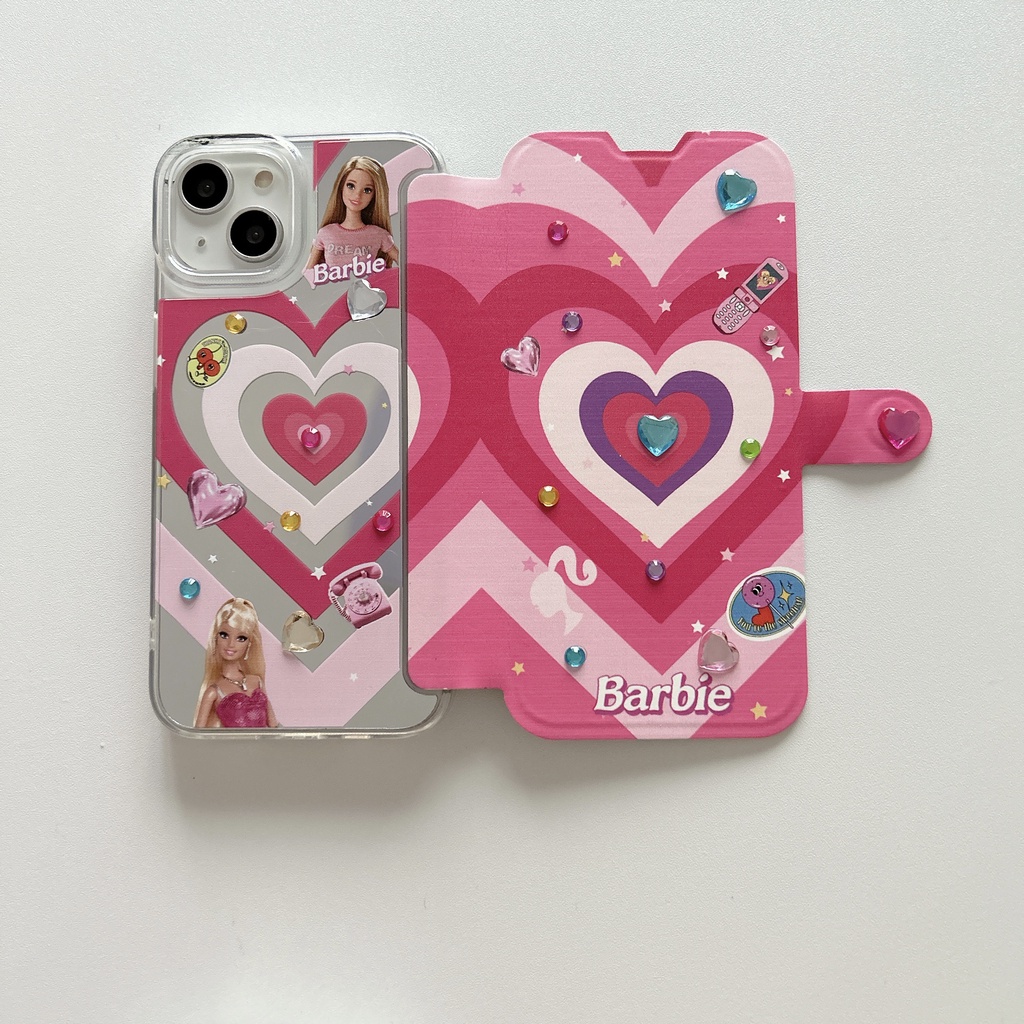 Ốp Điện Thoại tpu Mềm Chống Sốc Tráng Gương Họa Tiết Barbie Cho iPhone 14 13 12 11 PRO MAX