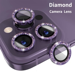 Vòng kim loại lấp lánh bảo vệ ống kính camera cho iphone 11 12 13 14 Pro Max Mini Plus
