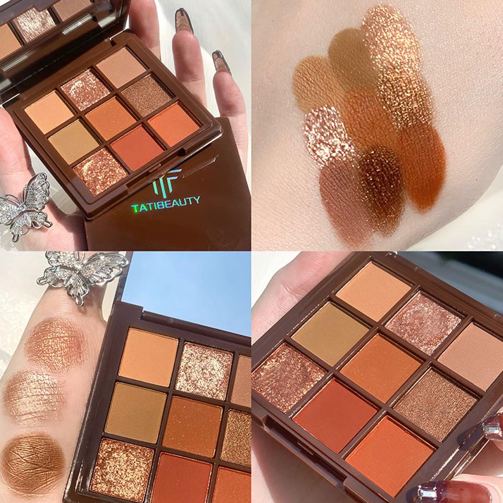 Bảng Phấn Mắt 9 Màu Khói Tông Lì Và Kim Tuyến Trang Điểm Phong Cách Punk X8L6