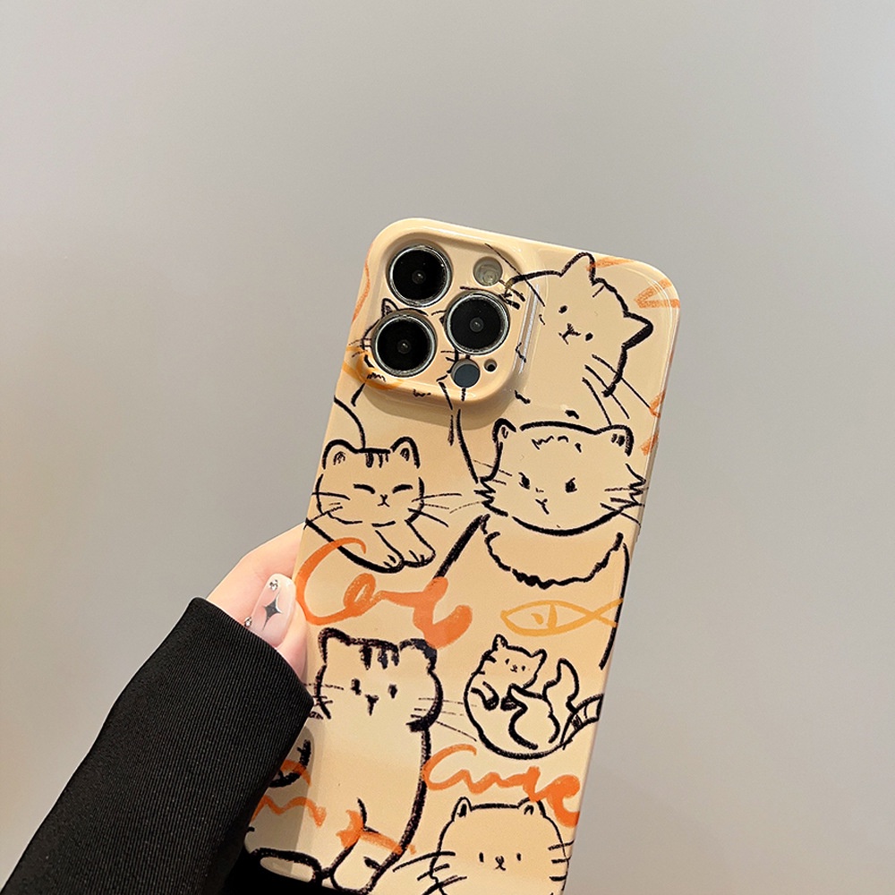 Ốp Điện Thoại Cứng Hình Mèo Graffiti Feilin Cho Iphone 14pro Max 13 12 11x 14