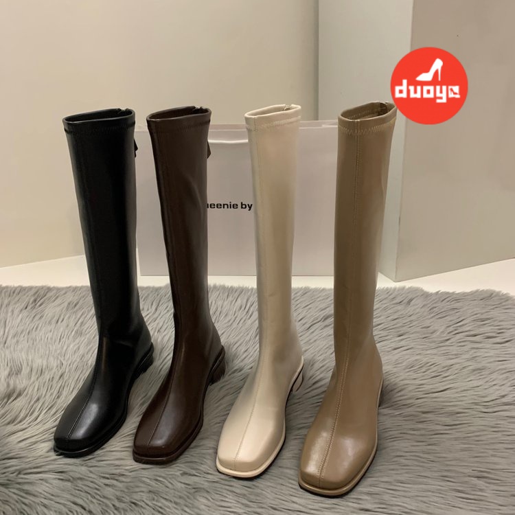 Đôi Giày Bốt Da PU Đế Thấp Lót Lông Cừu Dày Dặn Phối Khóa Kéo Thời Trang Thu Đông 2022 Cho Nữ (Hàng Có Sẵn) 3cm Gót Chân Mùa Đông Miễn Phí Vận Chuyển