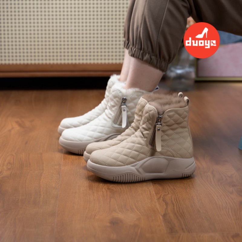 Duoya Giày Bốt Martin Cotton Lót Lông Dày Dặn Chống Trượt Thời Trang Mùa Đông 2022 Mới Cho Nữ