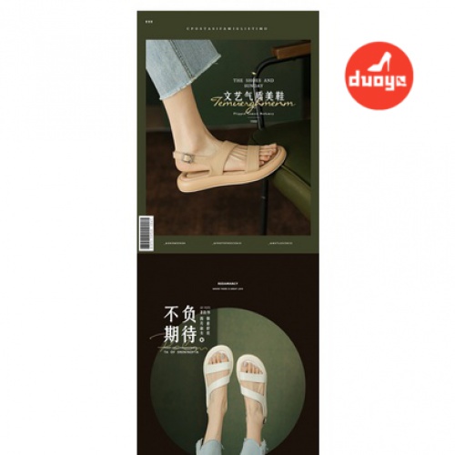 Tóc Thẳng Của Nhà Máy Duoya ~ [Hàng Có Sẵn] Bước Lên Shit ~ Siêu Mềm!Giày Sandal Đế Mềm Phẳng Hở Ngón Thoải Mái Phong Cách Roman Cho Nữ