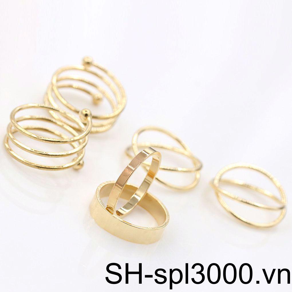 Set Trang Sức Vòng Tròn Bằng Kim Loại Màu Vàng Thời Trang Đường Phố Cho Nữ