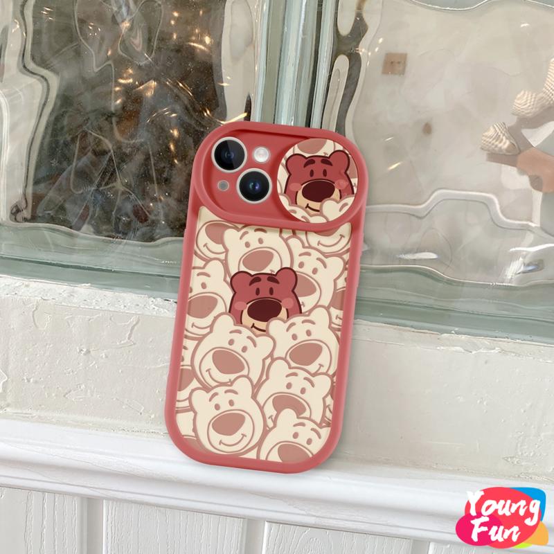 Ốp lưng Gấu dâu tây Trượt for iPhone 14 XR 13 11 12 Pro Max 8 7 6 6S Plus X Xs Max Se 2020 13 12 11