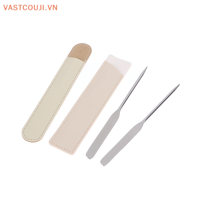 1 Dụng Cụ Đánh Phấn Trang Điểm Hai Đầu Bằng Thép Không Gỉ Kèm Túi Đựng PU