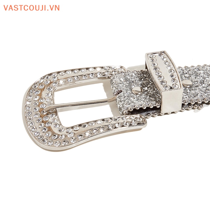 Thắt Lưng Da PU Đính Đá Lấp Lánh Kiểu Cao Bồi Phương Tây Y2K Thời Trang Cho Nam Và Nữ