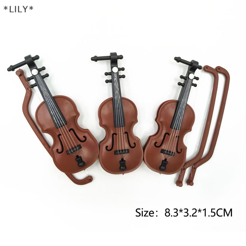 LILY 1/12 Dollhouse Mini nhạc cụ mô hình cổ điển Guitar Violin cho búp bê uuu