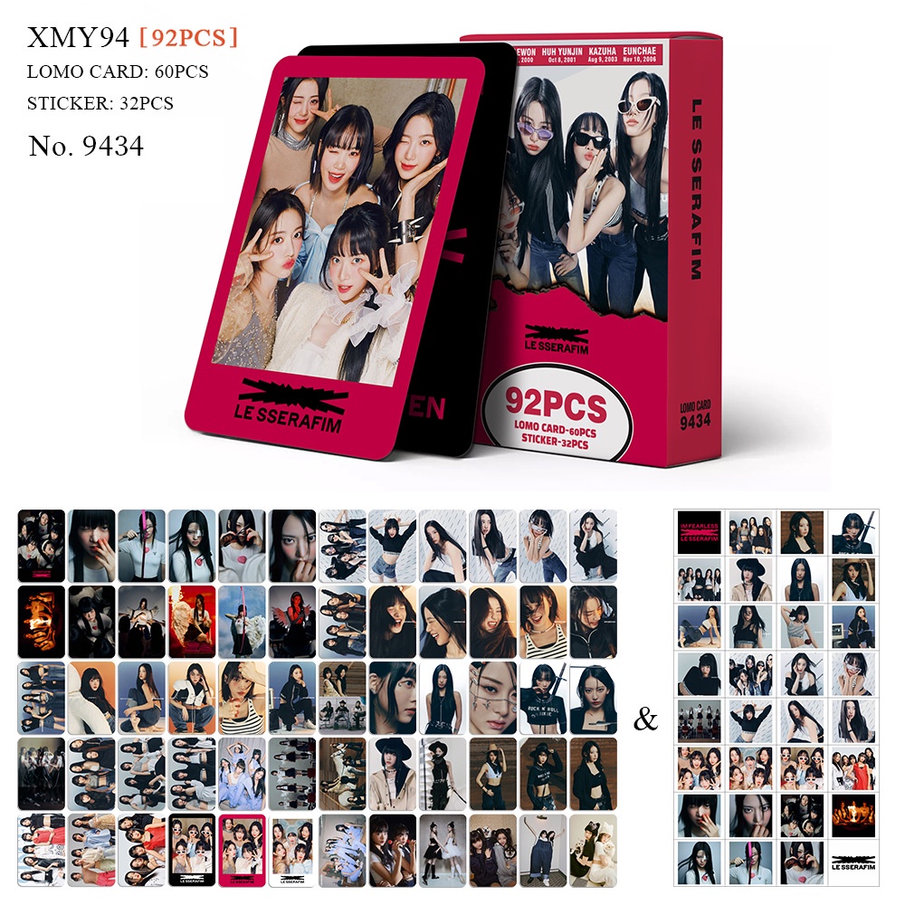 KPOP LE SSERAFIM Album UNFORGIVEN Photocard LESSERAFIM Lomo Card 92pcs/box