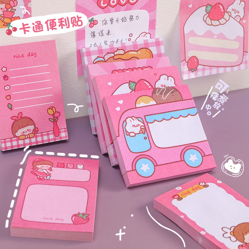 Set 50 Tập Giấy Ghi Chú Hình Thỏ Hoạt Hình Đáng Yêu