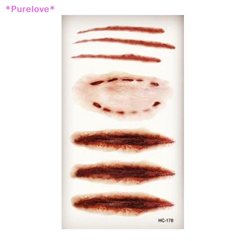 Bộ 2 Hình Xăm Dán Tạm Thời Chống Thấm Nước Hình Vết Thương Vết Thương Máu Trang Trí Halloween Mới