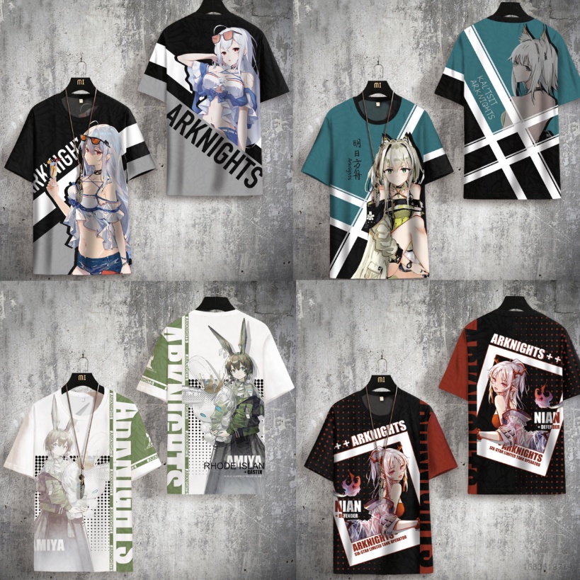 Áo Thun Tay Ngắn In Họa Tiết Anime Nian Lappland Texas 3D Thời Trang Cỡ Lớn