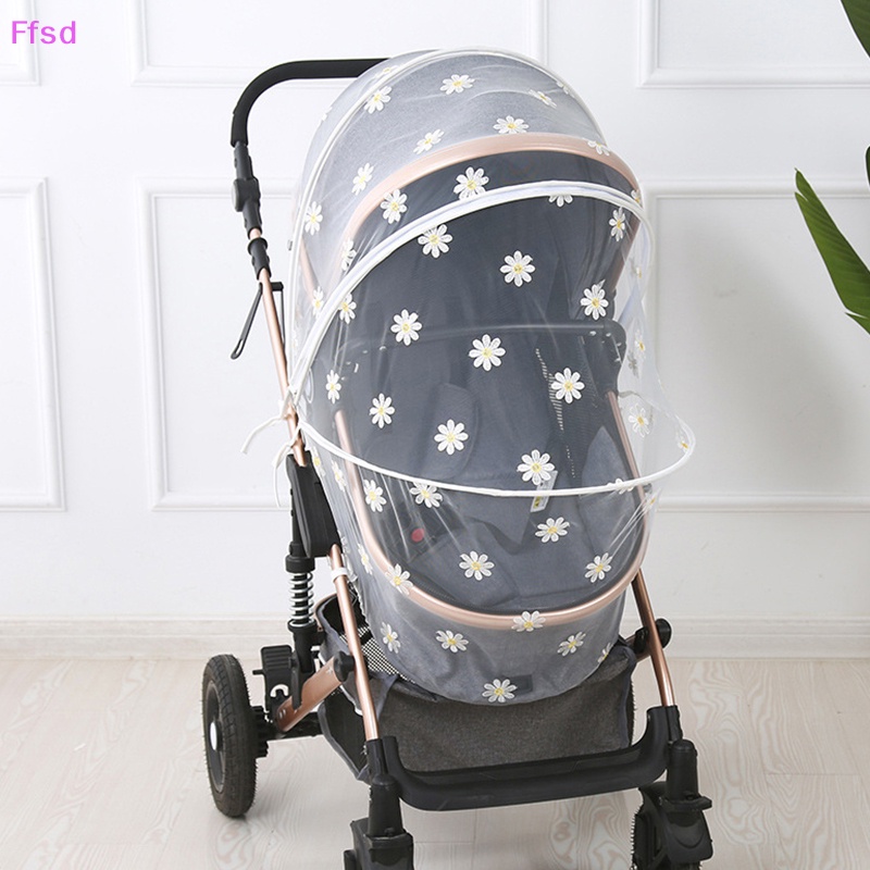 {Ffsd} Vỏ Bọc Xe Đẩy Em Bé Bằng Vải Gạc Thêu Hoa Cúc Thoáng Khí Chống Muỗi Mùa Hè