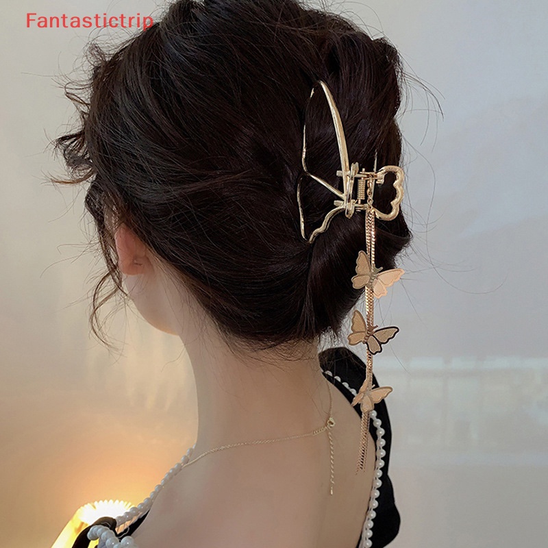 Kẹp Tóc Hình Bướm Lớn Đính Ngọc Trai Phong Cách Vintage Thanh Lịch