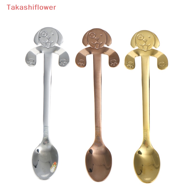 (Takashiflower) Muỗng Cà Phê Bằng Thép Không Gỉ Cấp Thực Phẩm Hình Chó Dùng Cho Nhà Bếp