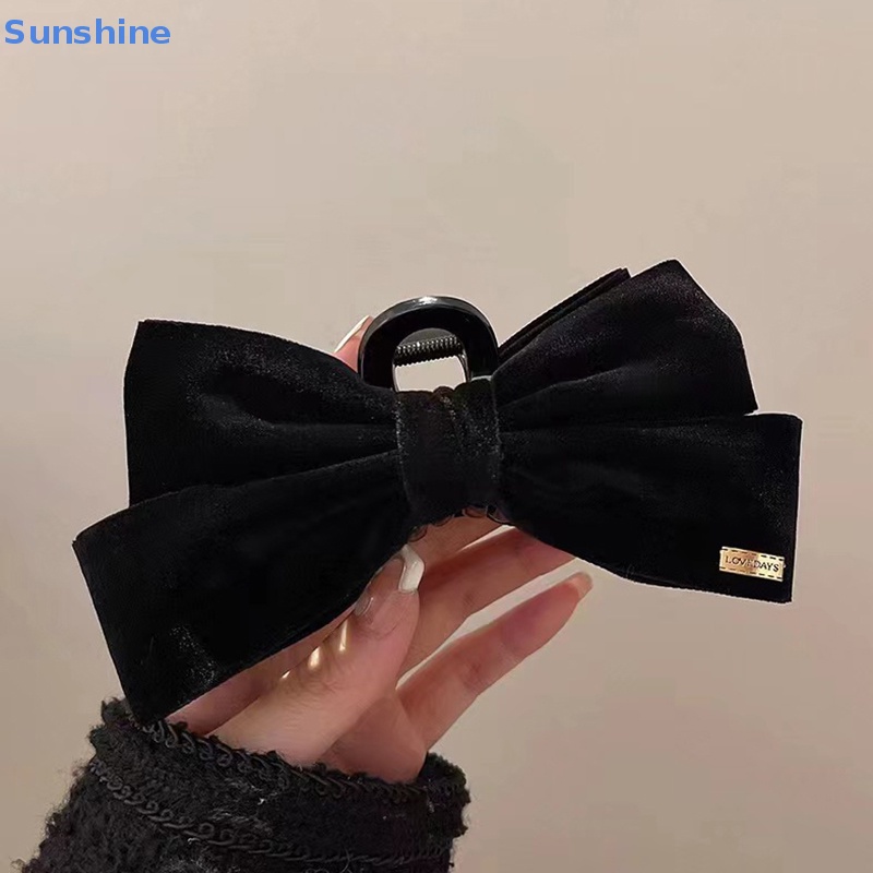 Kẹp Tóc Nơ Chéo Hai Mặt Cỡ Lớn Màu Trơn Thanh Lịch Cho Nữ