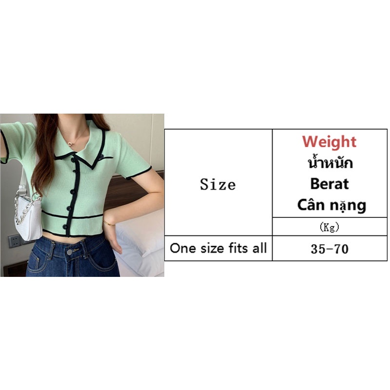 ESEA  Áo polo Dệt Kim Tay Ngắn Dáng Rộng Màu Trắng Thời Trang Mùa Hè Hàng Mới Dành Cho Bạn Nữ