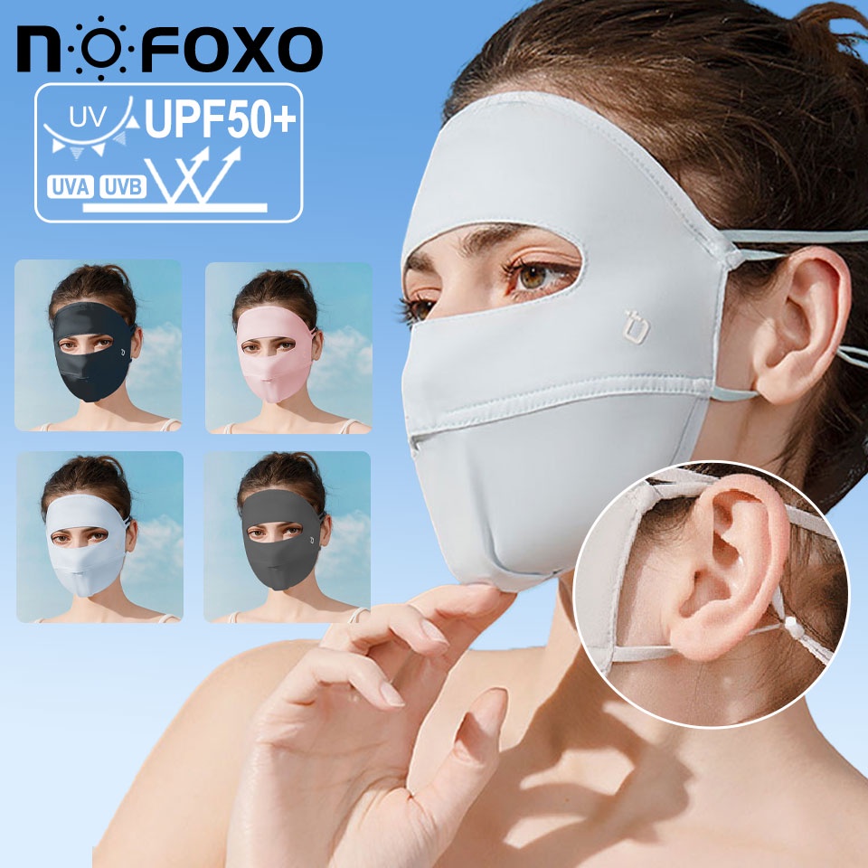 Khẩu trang NOFOXO UPF50+ chống nắng bảo vệ toàn diện bằng lụa lạnh thân thiện với làn da thoáng khí chống tia UV cho nữ