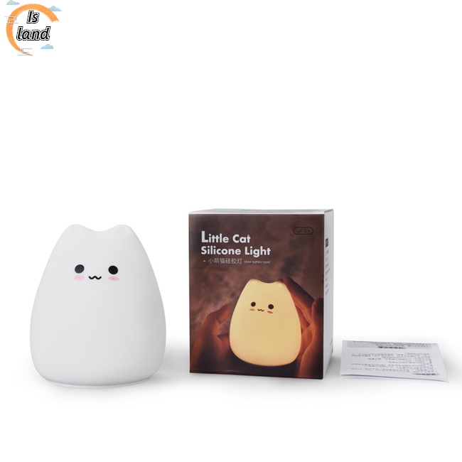 Đèn Ngủ Bằng Silicon Mềm Hình Mèo Hoạt Hình Mini Dễ Thương Trang Trí Phòng Ngủ Cho Bé