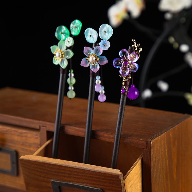 Trâm Cài Tóc Bằng Gỗ Hình Hoa Phong Cách Trung Quốc Cổ Điển Cho Nữ