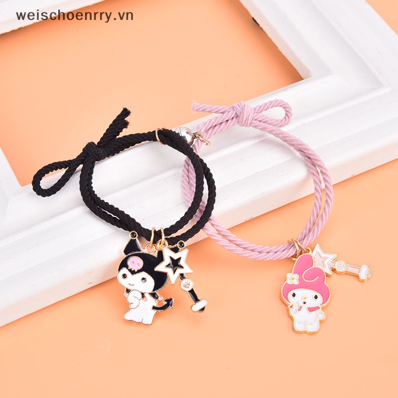 Set 2 Vòng Tay Cặp Từ Tính Họa Tiết Hoạt Hình Lãng Mạn Cho Cặp Đôi