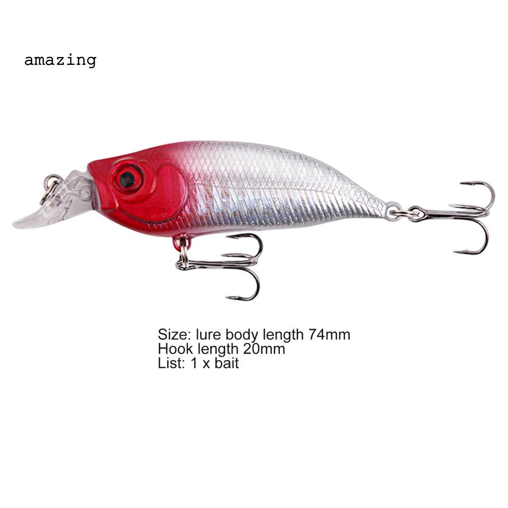 Mồi Câu Cá Giả 3D Màu Sắc Tươi Sáng Kèm Lưỡi Câu Sắc Bén Thoát Hiểm 7.4cm / 8.5g