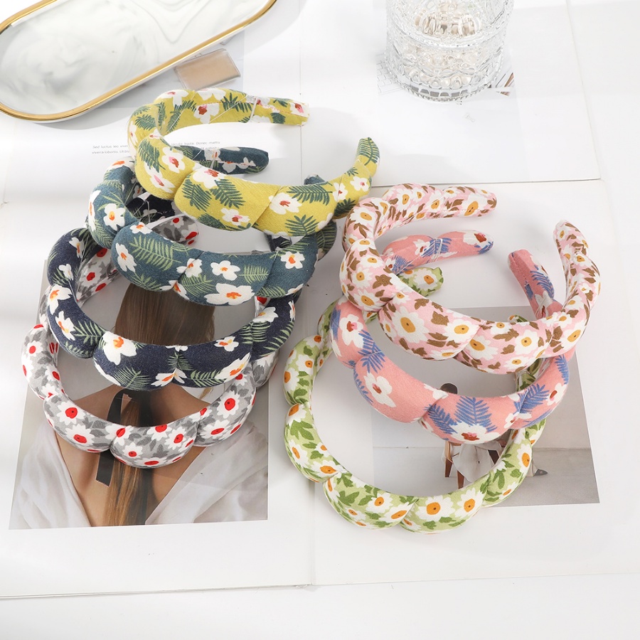 Băng Đô Cài Tóc Xốp In Họa Tiết Hoa Phong Cách Hàn Quốc Mới Cho Nữ